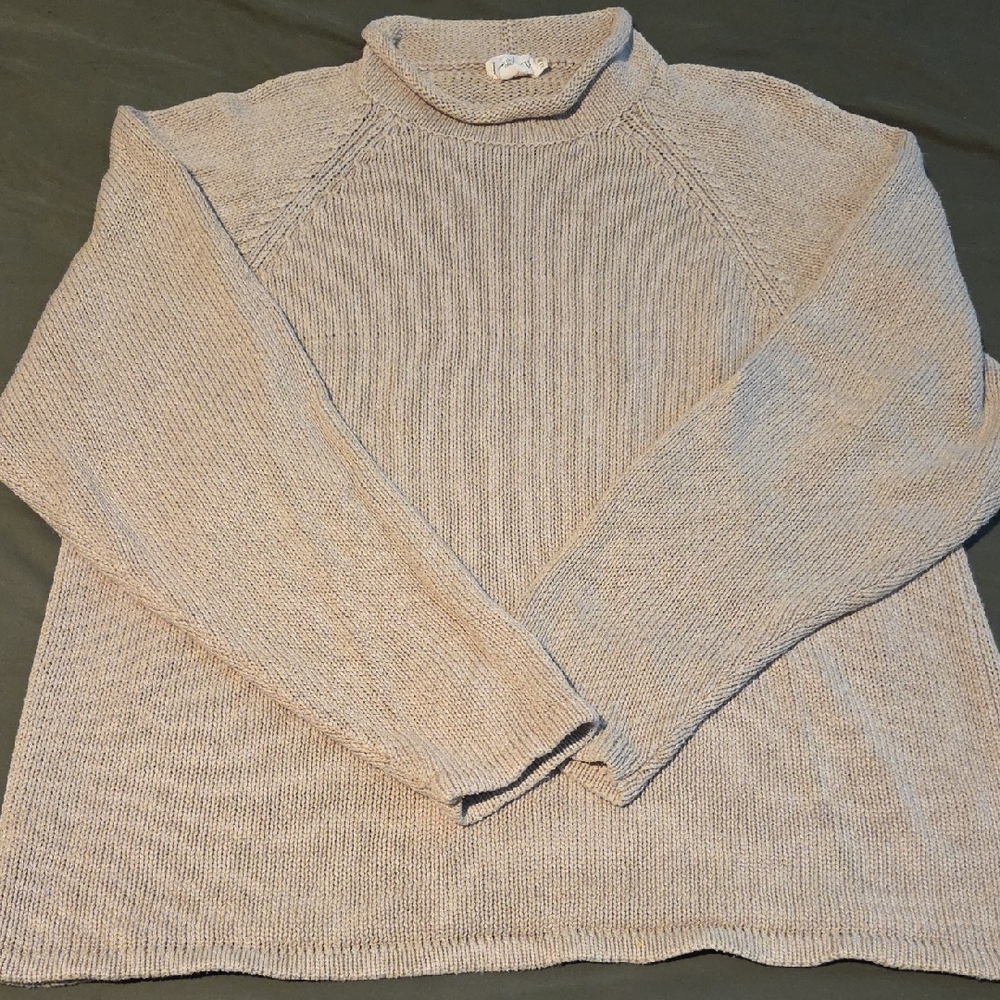 Vintage J. Crew Light Beige Roll Neck Sweater XL